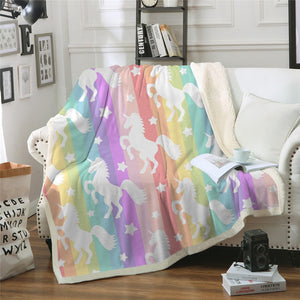 Unicorn Rainbow Pride Sherpa Fleece Throw Blanket
