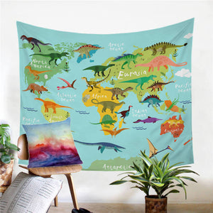 Dinosaur Map Wall Tapestry