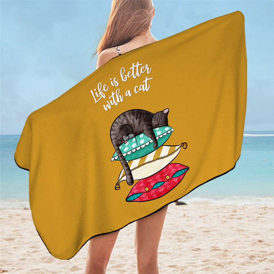 Cat Life Bath & Beach Towel