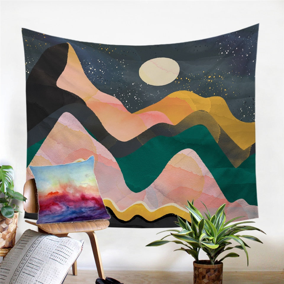 Abstract Mountains Wall Tapestry