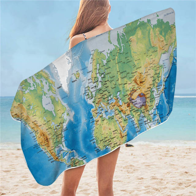 World Map Bath & Beach Towel